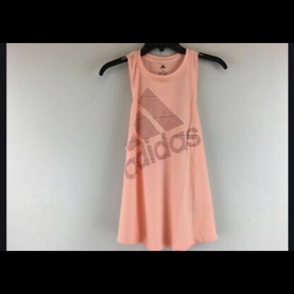 adidas peach racer back tank with maroon logo, sm